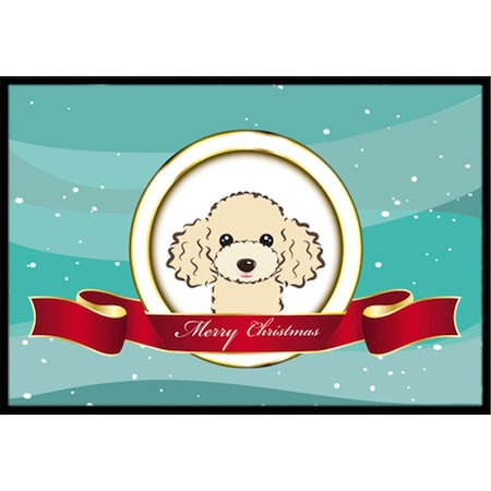 Carolines Treasures Buff Poodle Merry Christmas Indoor and Outdoor Mat- 24 x 36 in. BB1568JMAT